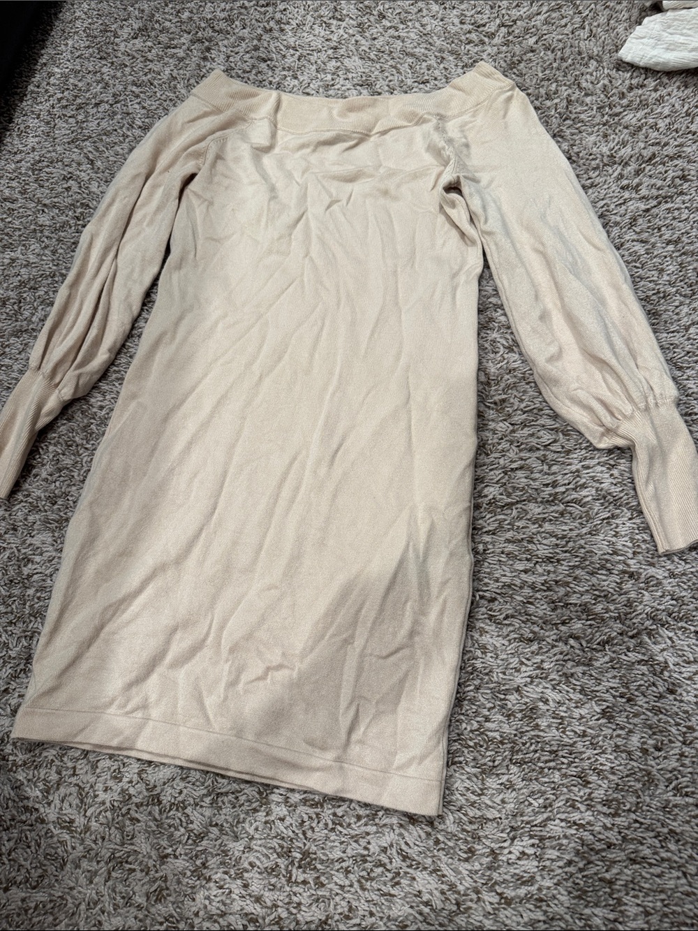 bebe Cream Off-The-Shoulder Knit Dress
